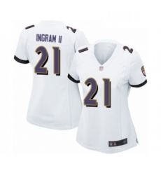 Womens Baltimore Ravens 21 Mark Ingram II Game White Football Jersey