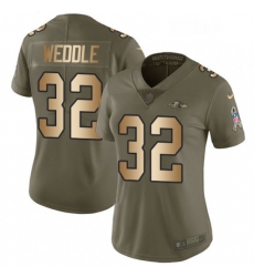 Womens Nike Baltimore Ravens 32 Eric Weddle Limited OliveGold Salute to Service NFL Jersey