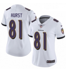 Womens Nike Baltimore Ravens 81 Hayden Hurst White Vapor Untouchable Limited Player NFL Jersey