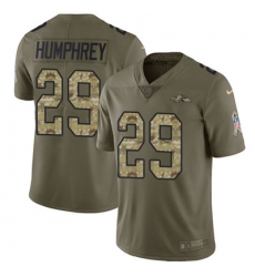 Youth Nike Ravens #29 Marlon Humphrey Olive Camo Stitched NFL Limited 2017 Salute to Service Jersey