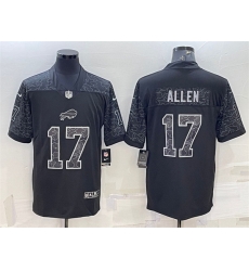 Men Buffalo Bills 17 Josh Allen Black Reflective Limited Stitched Football Jersey