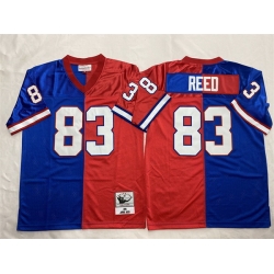 Men Buffalo Bills 83 Andre Reed Blue Red Splite Throwback Stitched Jersey