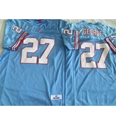 Men Tennessee Oilers 27 Eddie George Light Blue Throwback Stitched Jersey