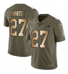 Mens Nike Buffalo Bills 27 TreDavious White Limited OliveGold 2017 Salute to Service NFL Jersey