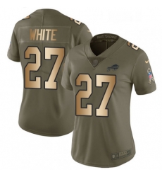 Womens Nike Buffalo Bills 27 TreDavious White Limited OliveGold 2017 Salute to Service NFL Jersey