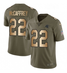 Mens Nike Carolina Panthers 22 Christian McCaffrey Limited OliveGold 2017 Salute to Service NFL Jersey