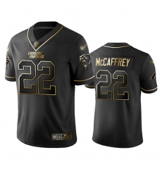 Panthers 22 Christian McCaffrey Black Men Stitched Football Limited Golden Edition Jersey