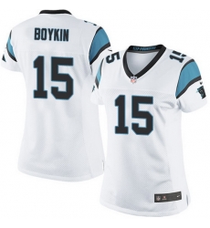 Nike Panthers #15 Jarrett Boykin White Team Color Women Stitched NFL Jersey