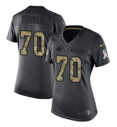 Nike Panthers #70 Trai Turner Black Womens Stitched NFL Limited 2016 Salute to Service Jersey