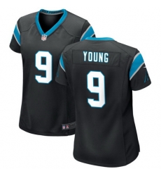 Women Carolina Panthers 9 Bryce Young Black Stitched Game Jersey