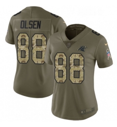 Womens Nike Carolina Panthers 88 Greg Olsen Limited OliveCamo 2017 Salute to Service NFL Jersey