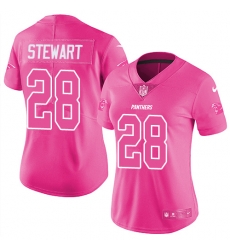 Womens Nike Panthers #28 Jonathan Stewart Pink  Stitched NFL Limited Rush Fashion Jersey