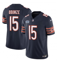 Men Chicago Bears 15 Rome Odunze Navy 2024 With Draft Patch F U S E  Vapor Stitched Football Jersey