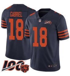 Men Chicago Bears 18 Taylor Gabriel Limited Navy Blue Rush Vapor Untouchable 100th Season Football Jersey