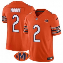 Men Chicago Bears 2 D J  Moore Orange 2025 F U S E  With VMH Patch Vapor Untouchable Limited Stitched Football Jersey
