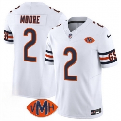 Men Chicago Bears 2 D J  Moore White 2025 F U S E  With VMH Patch Vapor Untouchable Limited Stitched Football Jersey