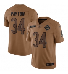 Men Chicago Bears 34 Walter Payton 2023 Brown Salute To Service Limited Stitched Football Jersey