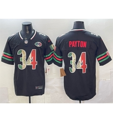 Men Chicago Bears 34 Walter Payton Black Mexico F U S E  With VMH Patch Stitched Football Jersey