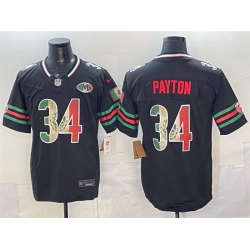 Men Chicago Bears 34 Walter Payton Black Mexico F U S E  With VMH Patch Stitched Football Jersey
