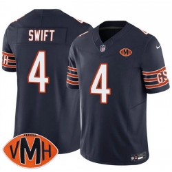 Men Chicago Bears 4 D 27Andre Swift Navy 2025 F U S E  With Illinois and VMH Patch Vapor Untouchable Limited Stitched Football Jersey