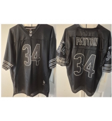 Men Reebok Bears 34 Payton Black Fashion Jersey