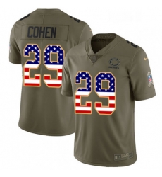 Mens Nike Chicago Bears 29 Tarik Cohen Limited OliveUSA Flag Salute to Service NFL Jersey