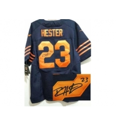 Nike Chicago Bears 23 Devin Hester Blue Elite Orange Number Signed NFL Jersey