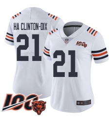 Women Chicago Bears 21 Ha Ha ClintonDix White 100th Season Limited Football Jersey