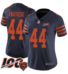 Women Chicago Bears 44 Nick Kwiatkoski Limited Navy Blue Rush Vapor Untouchable 100th Season Football Jersey