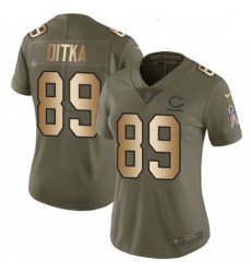 Womens Nike Chicago Bears 89 Mike Ditka Limited OliveGold Salute to Service NFL Jersey