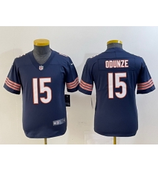 Youth Chicago Bears 15 Rome Odunze Navy 2024 Draft Vapor Stitched Jersey 1