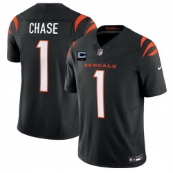 Men Cincinnati Bengals 1 Ja 27Marr Chase Black 2025 F U S E  With 1 Star C Patch Vapor Untouchable Limited Stitched Football Jersey