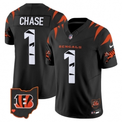 Men Cincinnati Bengals 1 Ja Marr Chase Black F U S E  Special Vapor Untouchable Limited Stitched Football Jersey