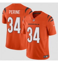 Men Cincinnati Bengals 34 Samaje Perine Orange 2025 F U S E  Vapor Untouchable Limited Stitched Football Jersey