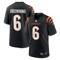 Men Cincinnati Bengals 6 Jake Browning Black Stitched Game Jersey