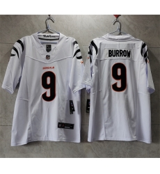 Men Cincinnati Bengals 9 Joe Burrow White 2023 F U S E  Vapor Untouchable Limited Stitched Jersey