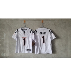 Women Cincinnati Bengals 1 Ja Marr Chase White F U S E  Stitched Vapor Football Jersey 
