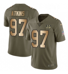 Youth Nike Cincinnati Bengals 97 Geno Atkins Limited OliveGold 2017 Salute to Service NFL Jersey