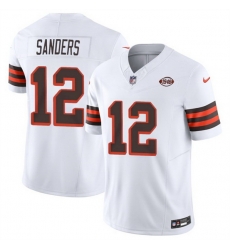 Men Cleveland Browns 12 Shedeur Sanders White 2025 Draft 1946 Collection F U S E  Vapor Limited Stitched Football Jersey