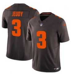 Men Cleveland Browns 3 Jerry Jeudy Brown 2025 F U S E   27Alpha Dawg Edition 27 Vapor Limited Stitched Football Jersey