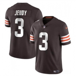 Men Cleveland Browns 3 Jerry Jeudy Brown Vapor Limited Stitched Football Jersey