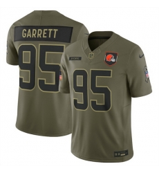 Men Cleveland Browns 95 Myles Garrett Olive 2025 Salute to Service Limited Stitched Football Jersey