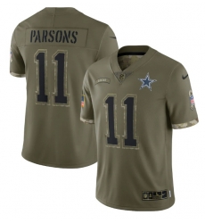 Men Dallas Cowboys 11 Micah Parsons Olive 2022 Salute To Service Limited Stitched Jersey