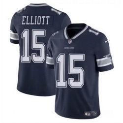 Men Dallas Cowboys 15 Ezekiel Elliott Navy Vapor Untouchable Limited Stitched Football Jersey