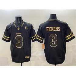 Men Dallas Cowboys 3 George pickens Black Gold 2025 F U S E  94 Marshawn Kneeland Memorial Patch Vapor Limited Stitched Football Jersey