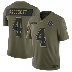 Men Dallas Cowboys 4 Dak Prescott Olive 2025 Salute to Service Limited Stitched Football Jersey