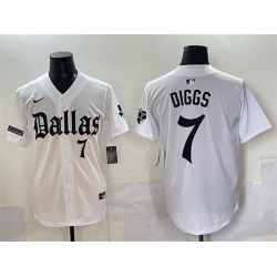 Men Dallas Cowboys 7 Trevon Diggs White  Gothic Lone Star Edition Limited Stitched Baseball Jersey
