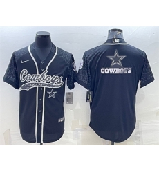 Men Dallas Cowboys Black Reflective Team Big Logo With Patch Cool Base Stitched Baseball Jersey