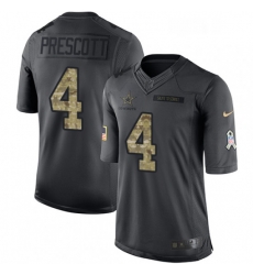 Mens Nike Dallas Cowboys 4 Dak Prescott Limited Black 2016 Salute to Service NFL Jersey