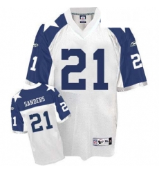 Reebok Dallas Cowboys 21 Deion Sanders White Thanksgiving Replica Throwback NFL Jersey